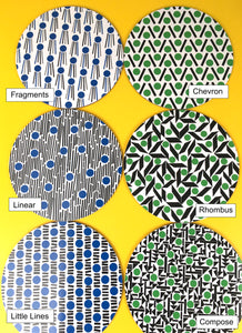 Set of 6 Round Placemats - blue and green