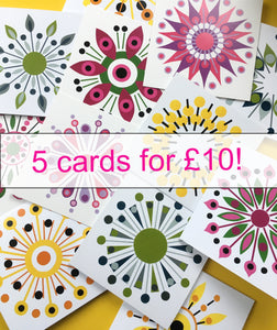 5 greeting cards for Ten Pounds!