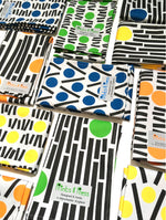 Load image into Gallery viewer, collection of colourful geometric teatowels on white background
