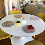 Load image into Gallery viewer, Set of 4 Round Placemats - yellow &amp; orange
