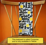Load image into Gallery viewer, yellow, black and grey teatowel
