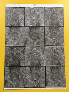 Dimensional A3 linocut print (marks)