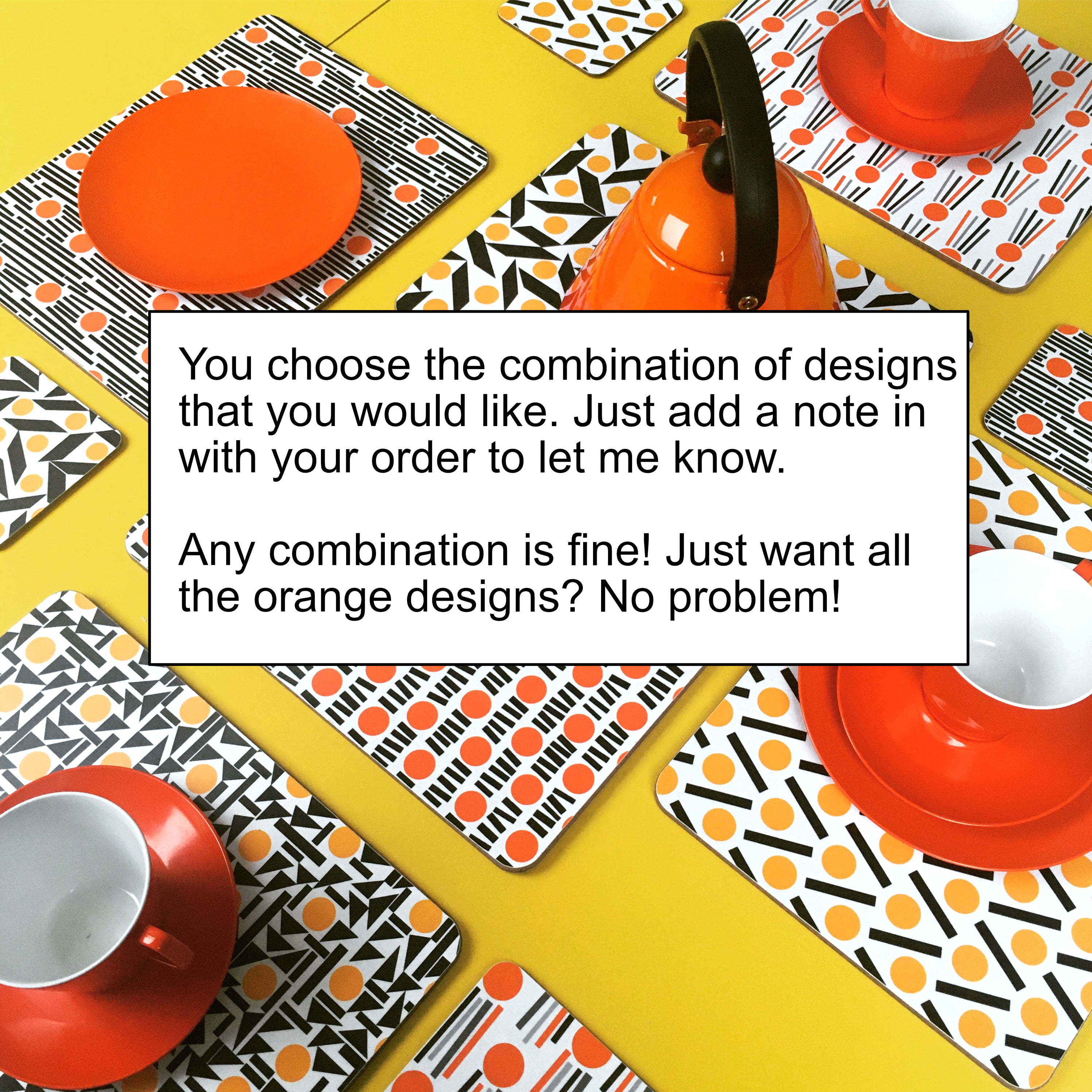 Set of 10 placemats - yellow and orange