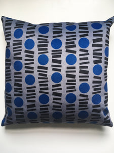 Little Lines Square Velvet cushion in Blue