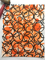 Load image into Gallery viewer, Orange linocut print

