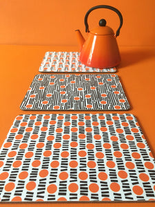 Orange cork placemats