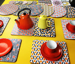 Load image into Gallery viewer, Set of 10 placemats - yellow and orange
